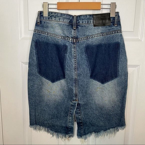 𝅺ONE Teaspoon Blue Jean Mini Denim Skirt Size 28 - Picture 3 of 6